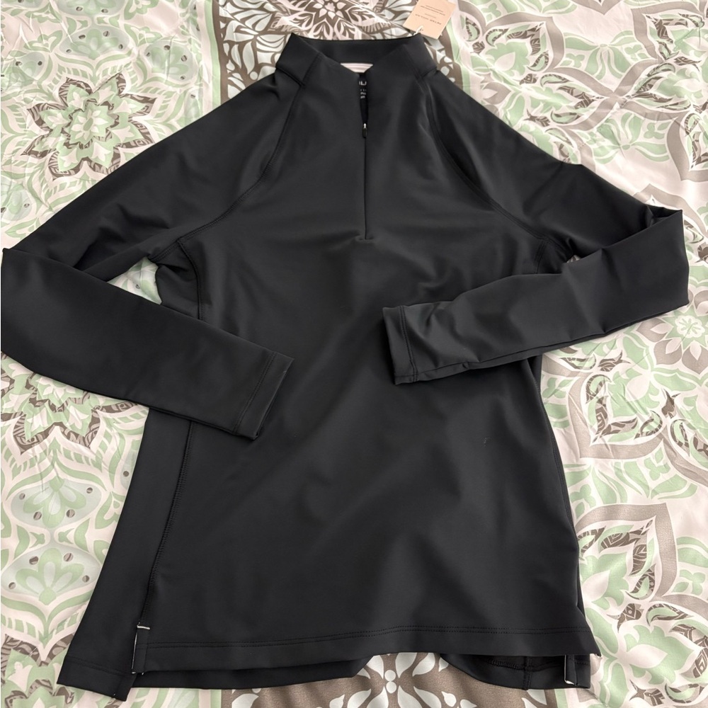 Peter Millar women’s golf athletic Black Long Sleeve Quarter-Zip Top